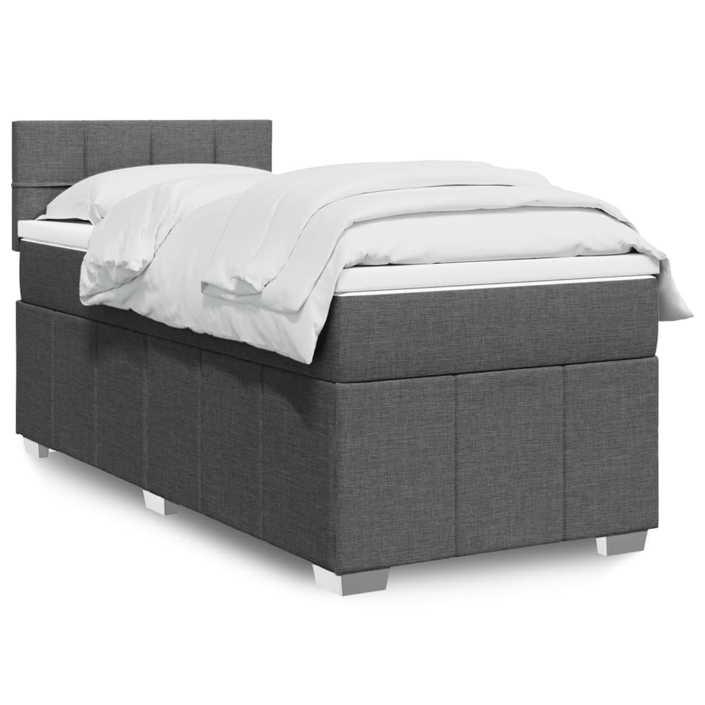 Cama com molas/colchão 90x190 cm tecido cinza-escuro