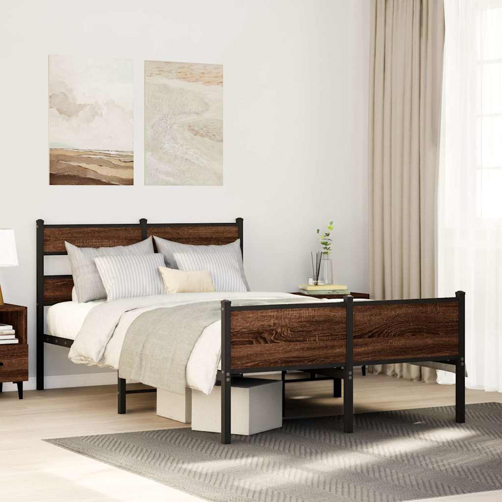 Estrutura cama s/ colchão derivados madeira carvalho castanho