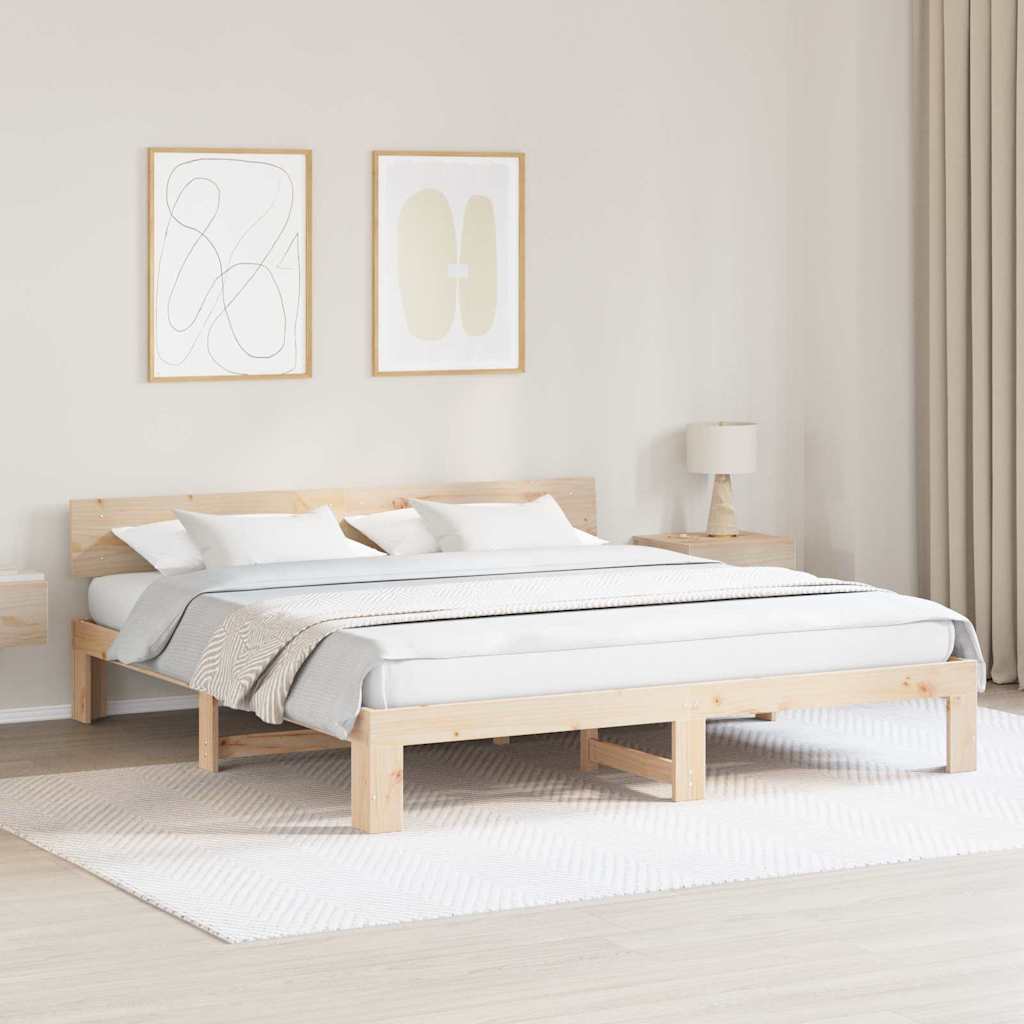Estrutura da cama com cabeceira natural 200 x 200 cm