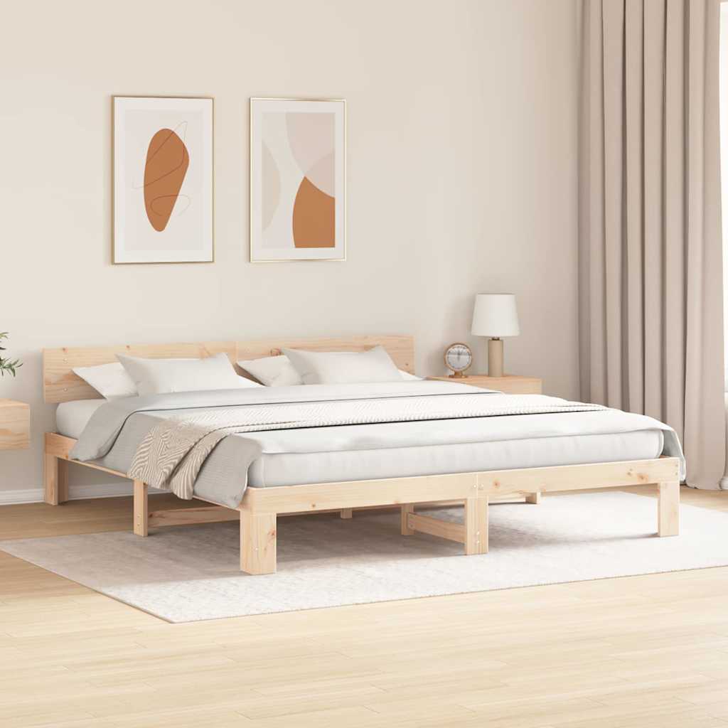 Estrutura da cama com cabeceira natural 200 x 200 cm