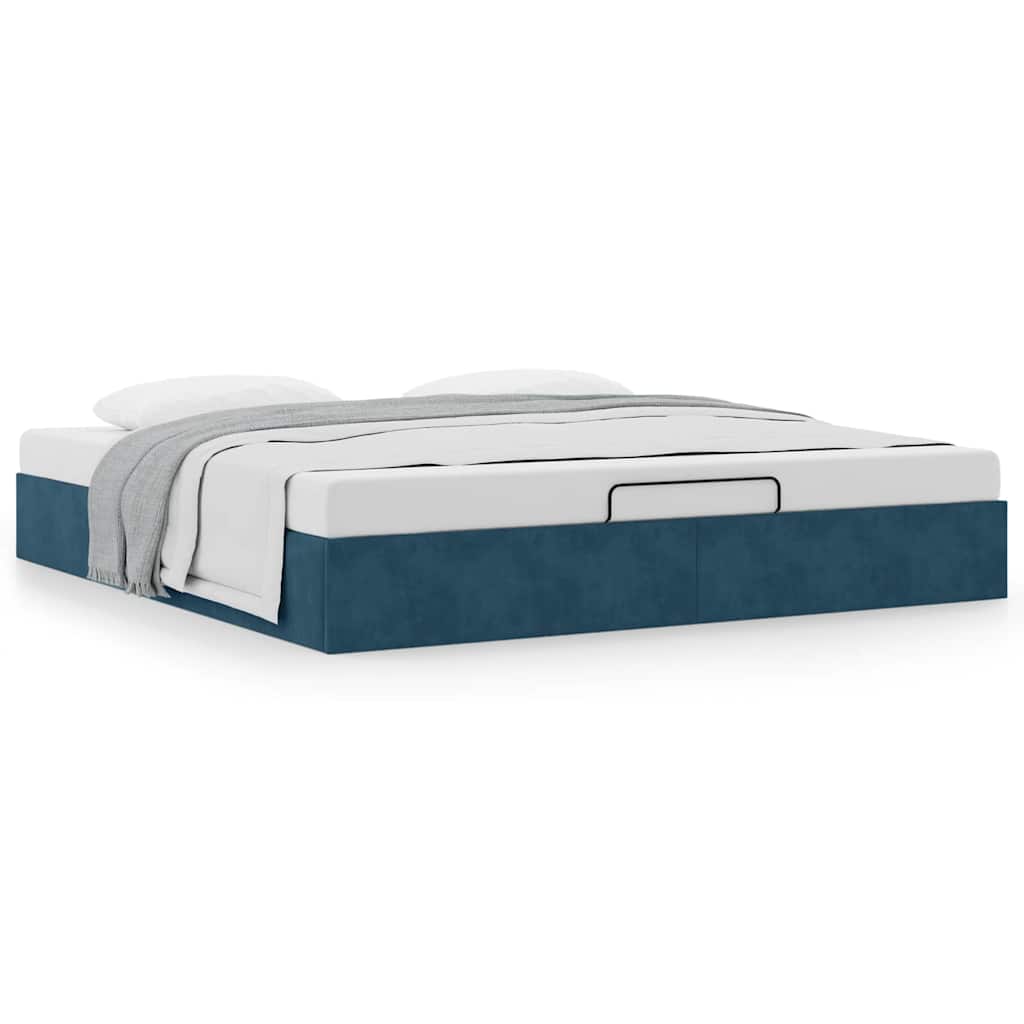 Estrutura de cama otomana sem colchão 200x200 cm azul escuro