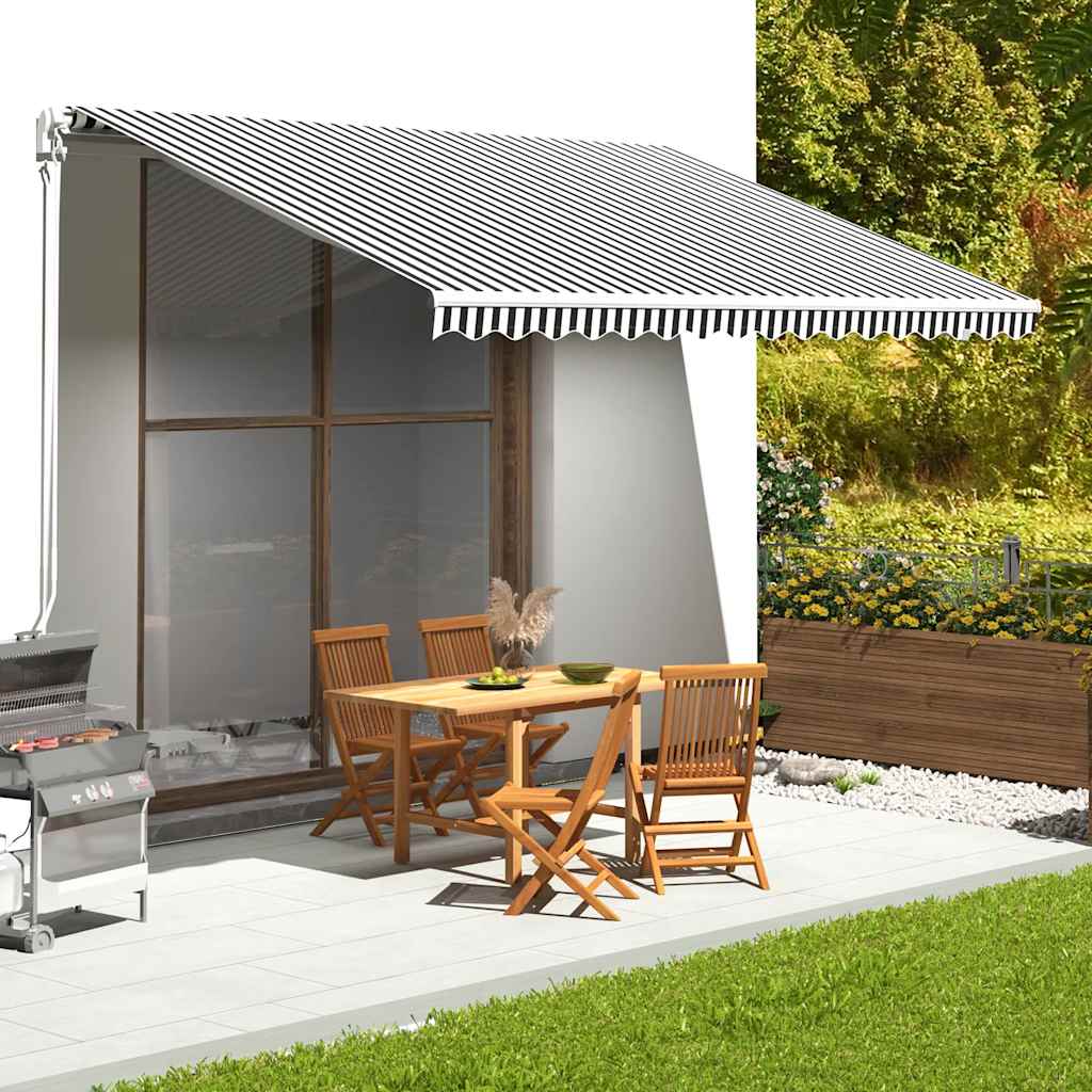 Tecido de substituição para toldo antracite e branco 450x300 cm poliéster