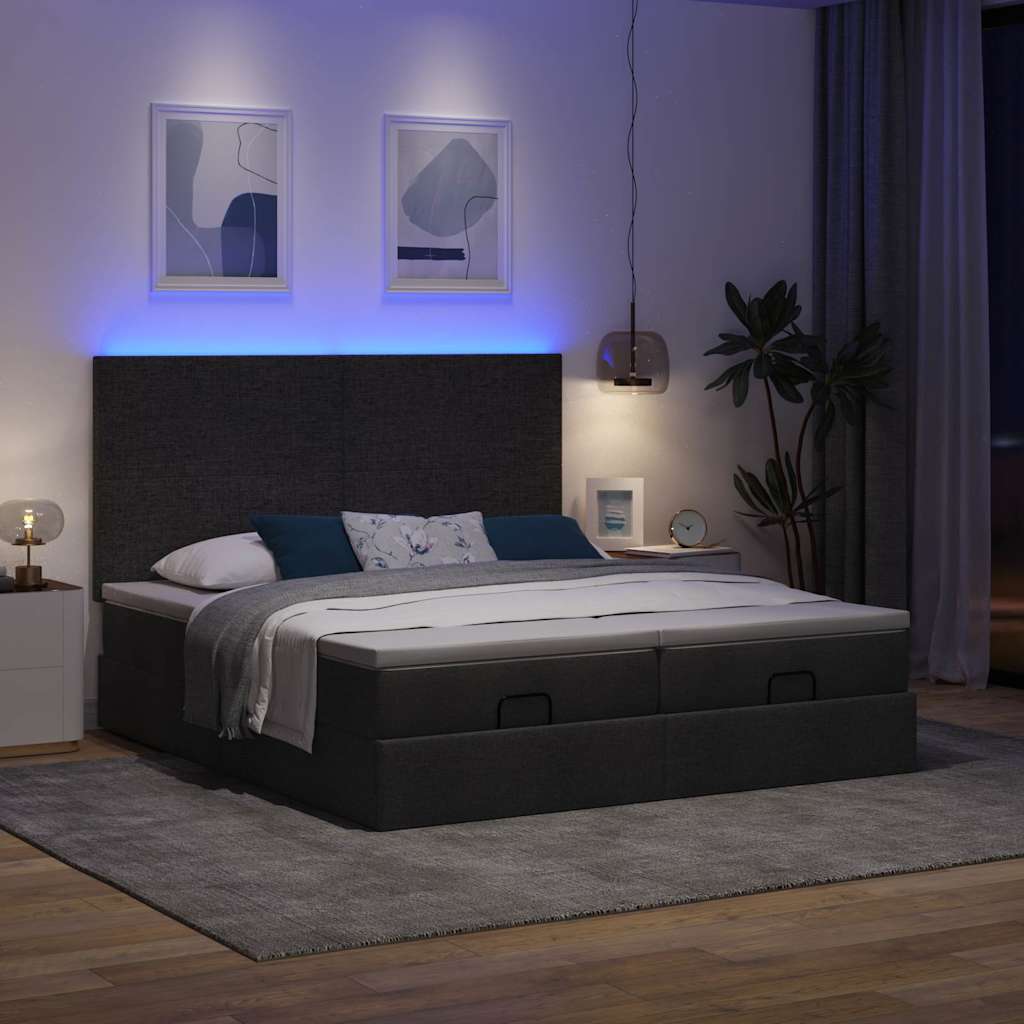 63 / 5,000Vidaxl estrutura de cama otomana com colchões tecido preto