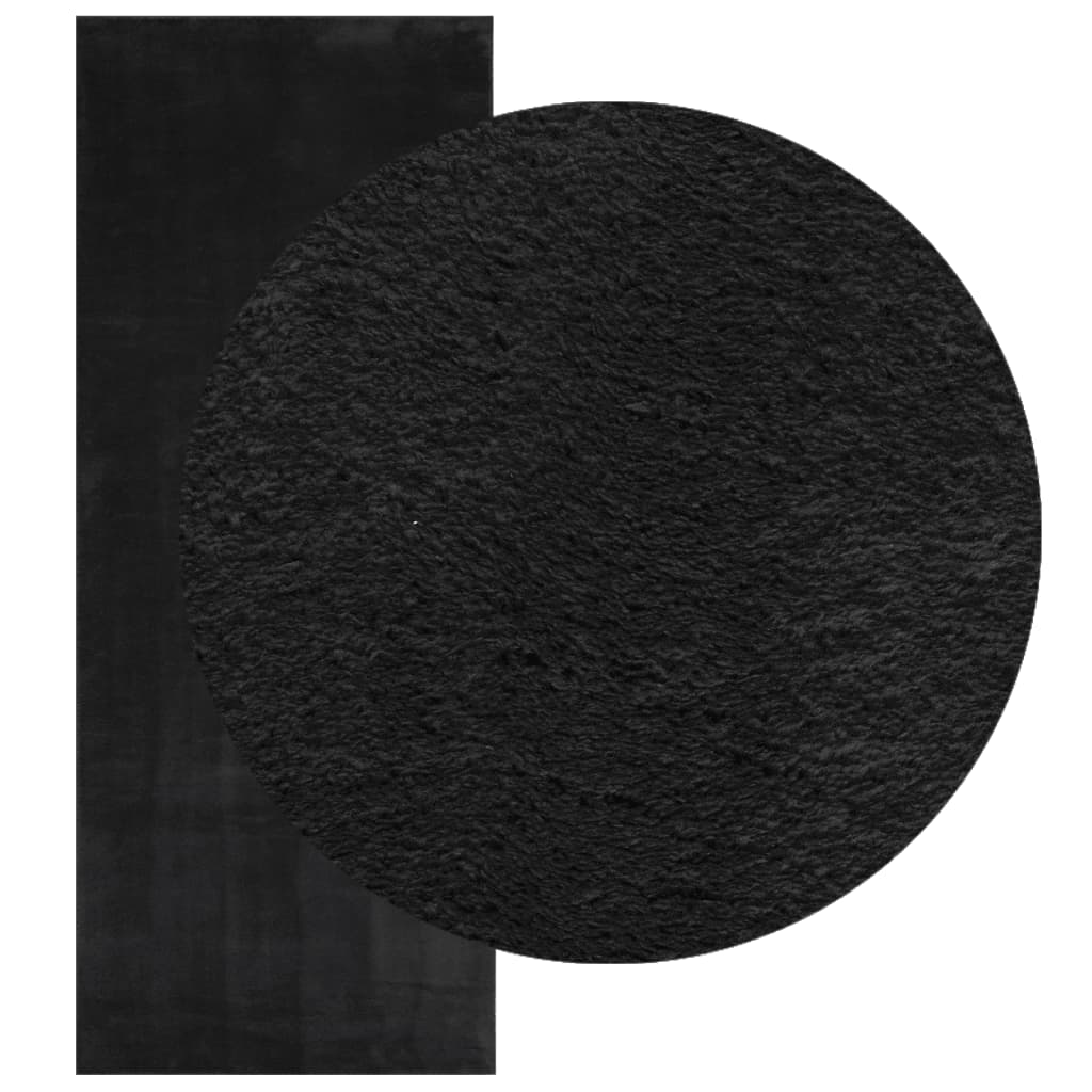 Tapete pelo curto macio e lavável huarte 80x200 cm preto