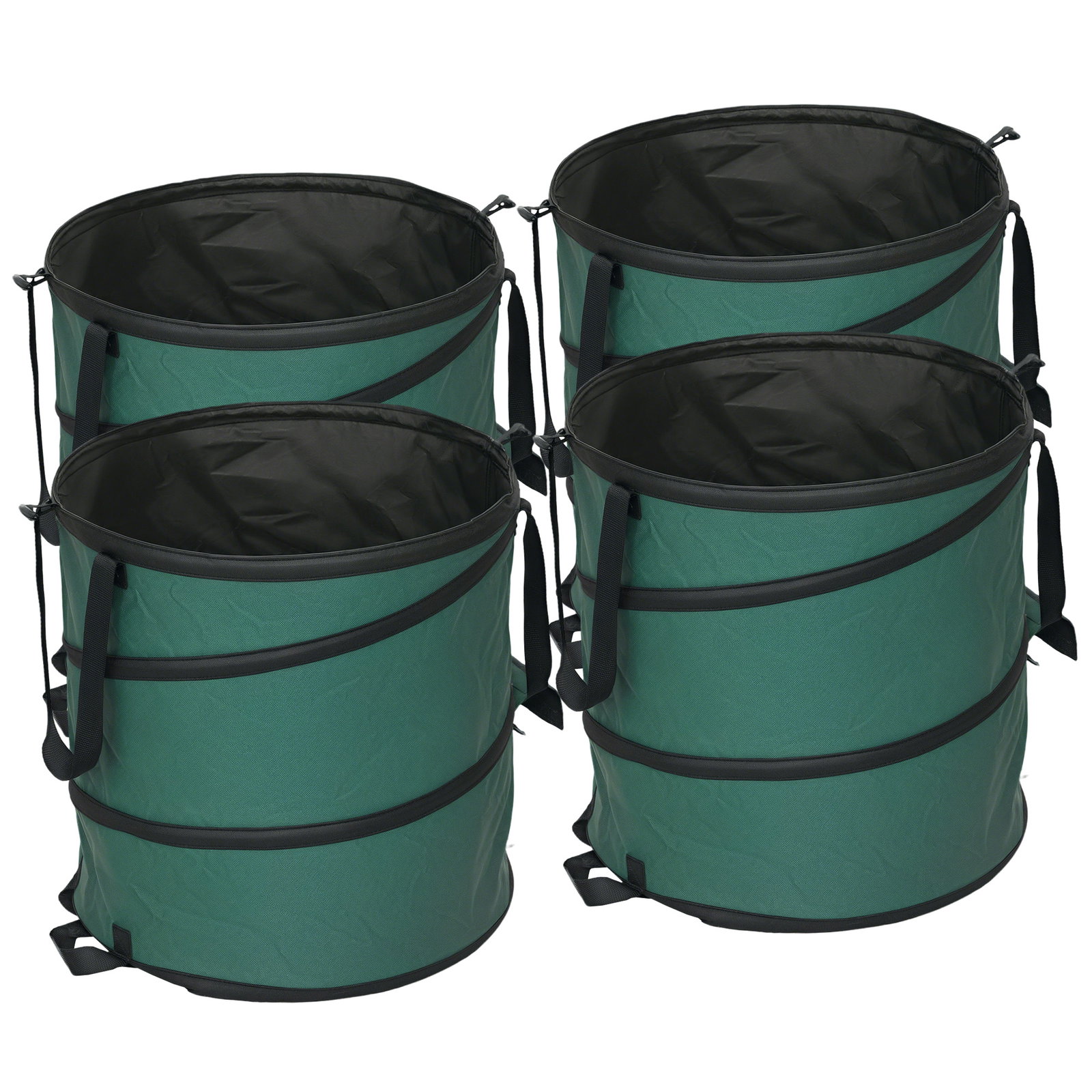 Conjunto de 4 sacos para resíduos de jardim 86l com pegas tampa com fecho e desenho pop-up dobráveis e reutilizáveis ø47x50 cm verde