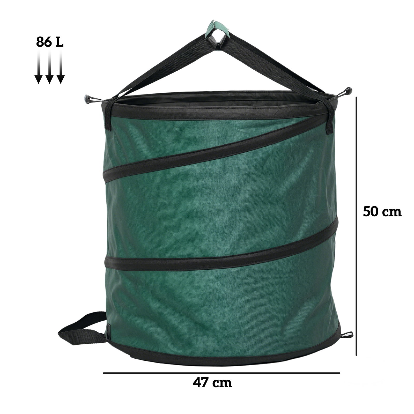 Conjunto de 4 sacos para resíduos de jardim 86l com pegas tampa com fecho e desenho pop-up dobráveis e reutilizáveis ø47x50 cm verde