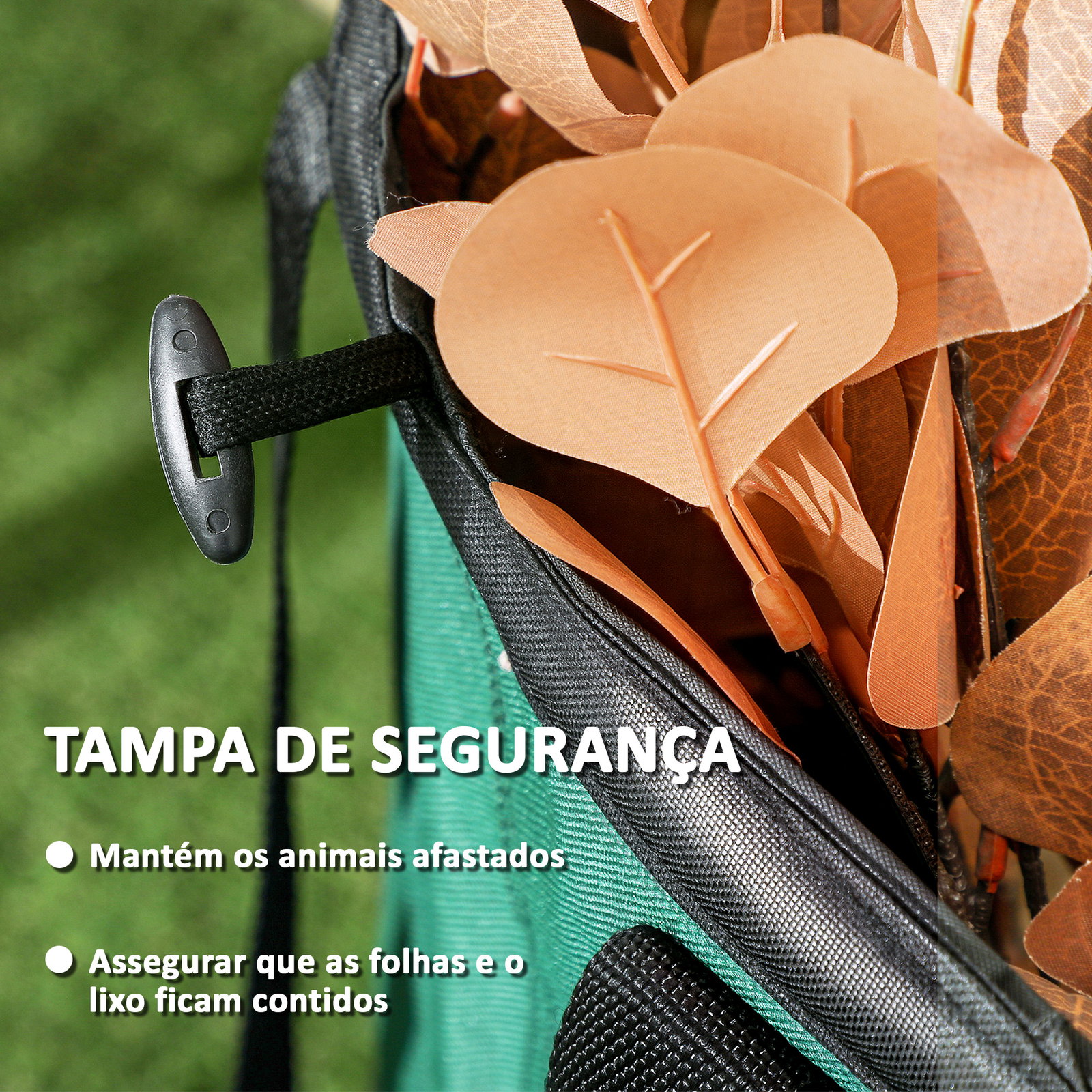Conjunto de 4 sacos para resíduos de jardim 86l com pegas tampa com fecho e desenho pop-up dobráveis e reutilizáveis ø47x50 cm verde