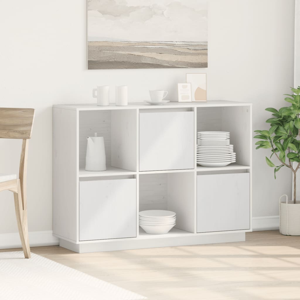 Aparador 110,5x35x80 cm madeira de pinho maciça branco