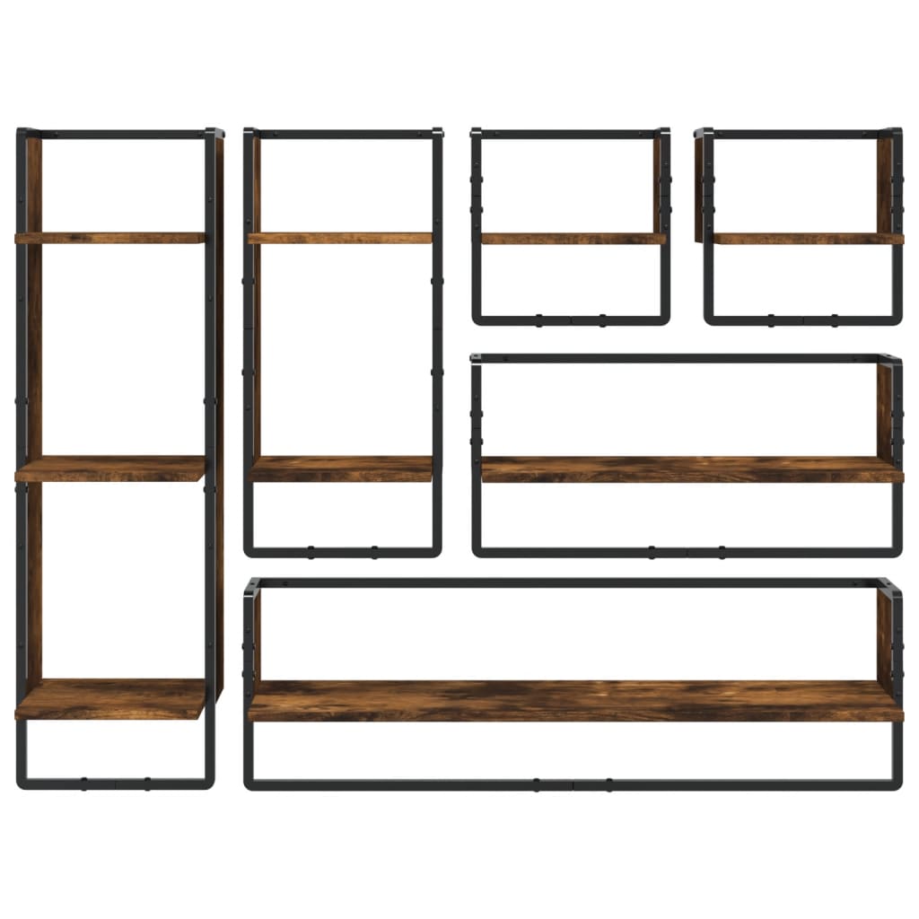 6 Pcs prateleiras parede derivados de madeira carvalho fumado