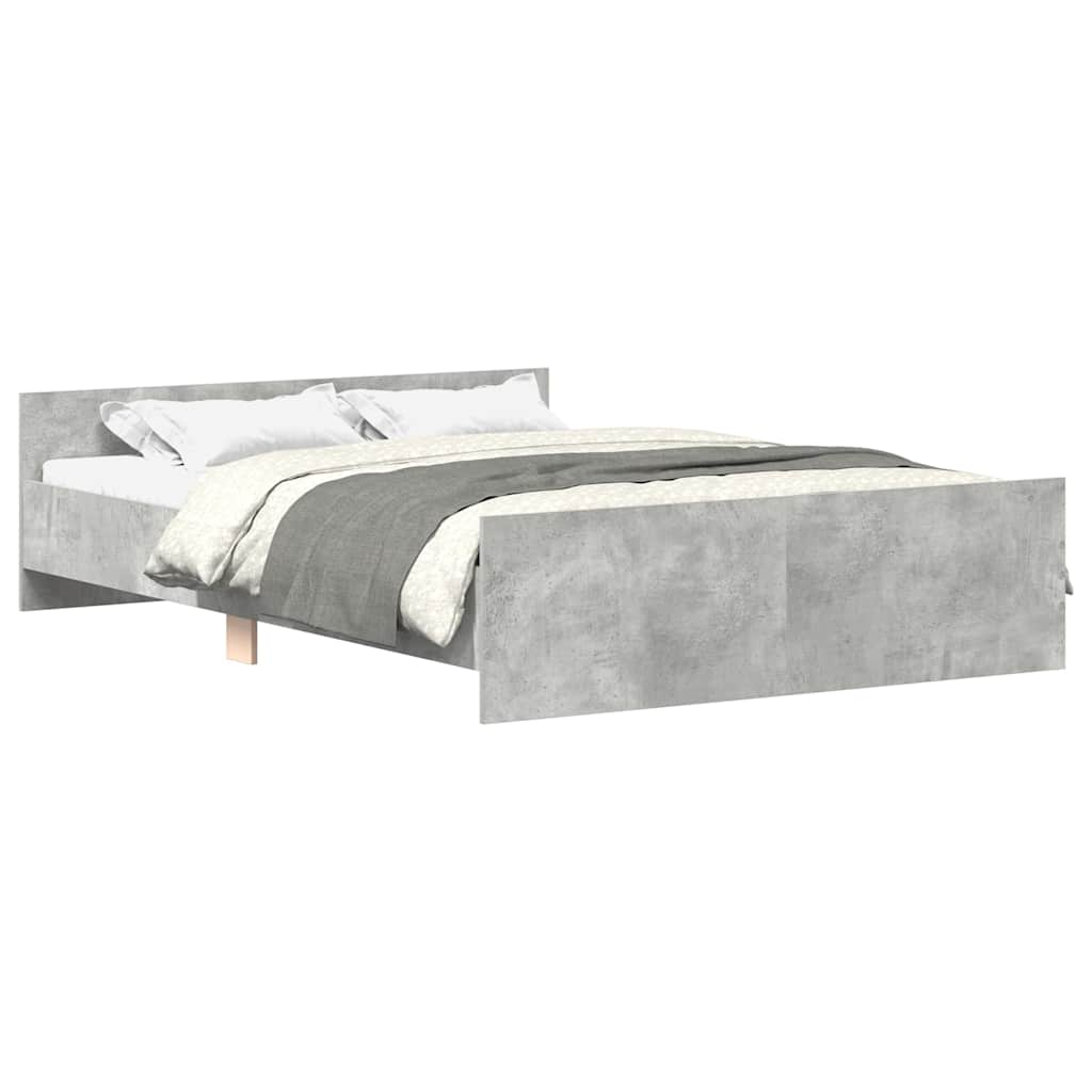 Estrutura de cama c/ painéis de cabeceira e pés cinza cimento