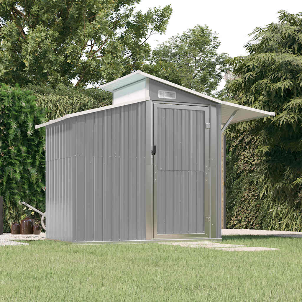 Abrigo de jardim 270x130x208,5 cm aço galvanizado cinzento