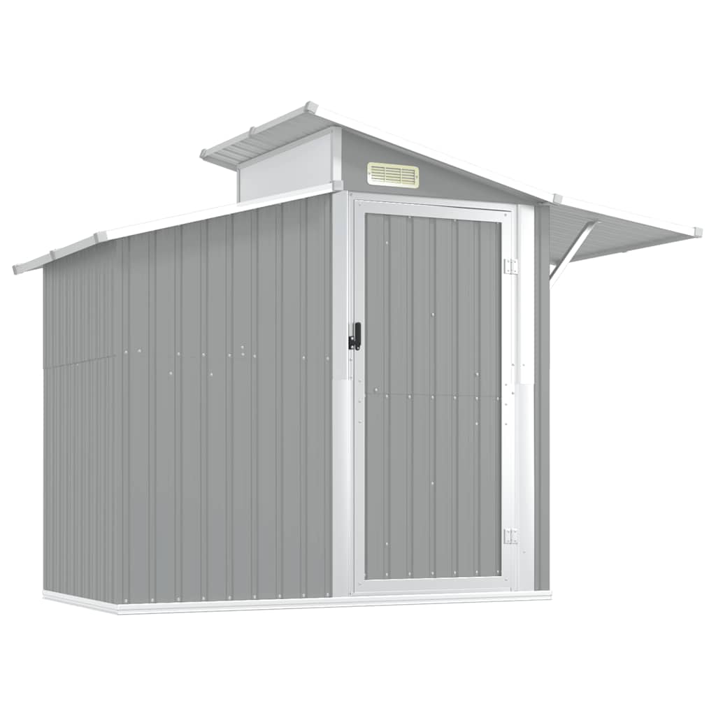 Abrigo de jardim 270x130x208,5 cm aço galvanizado cinzento