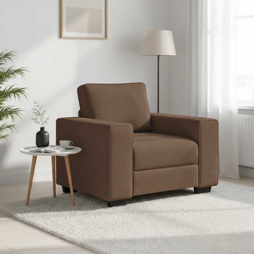 Poltrona 100x77x82 cm tecido castanho
