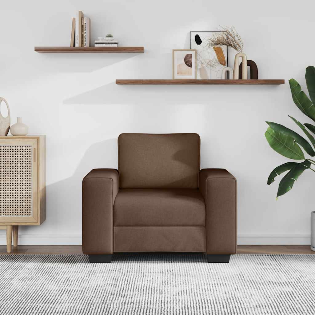 Poltrona 100x77x82 cm tecido castanho