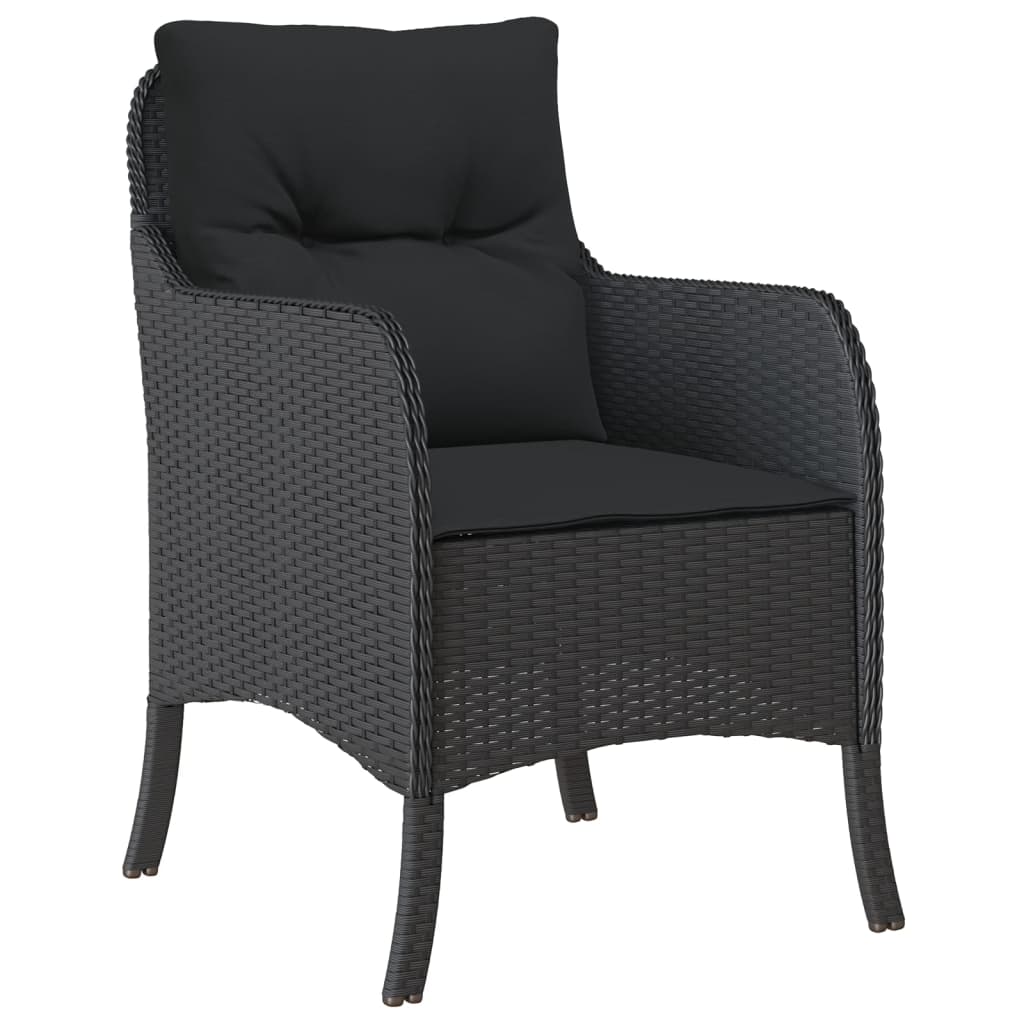 7 Pcs conjunto de jantar p/ jardim c/ almofadões vime PE preto