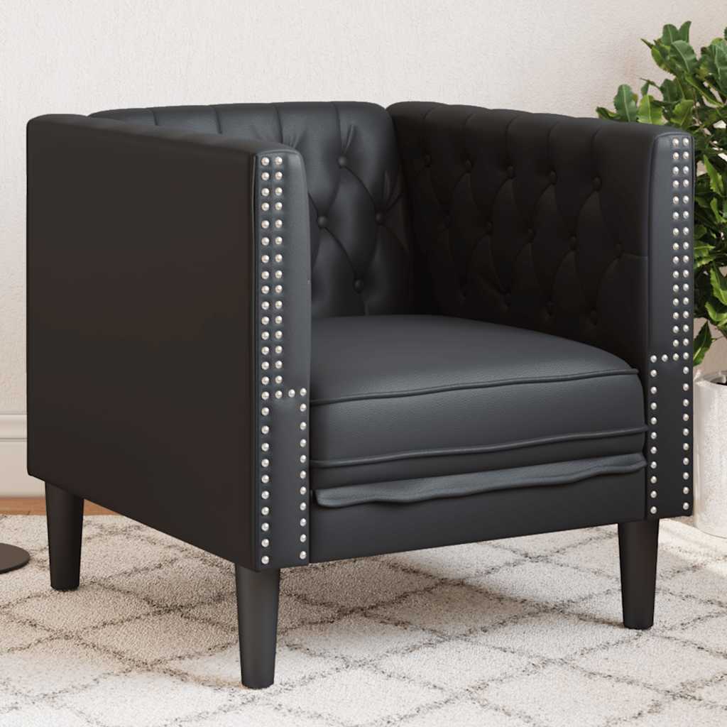 Sofá chesterfield couro artificial preto