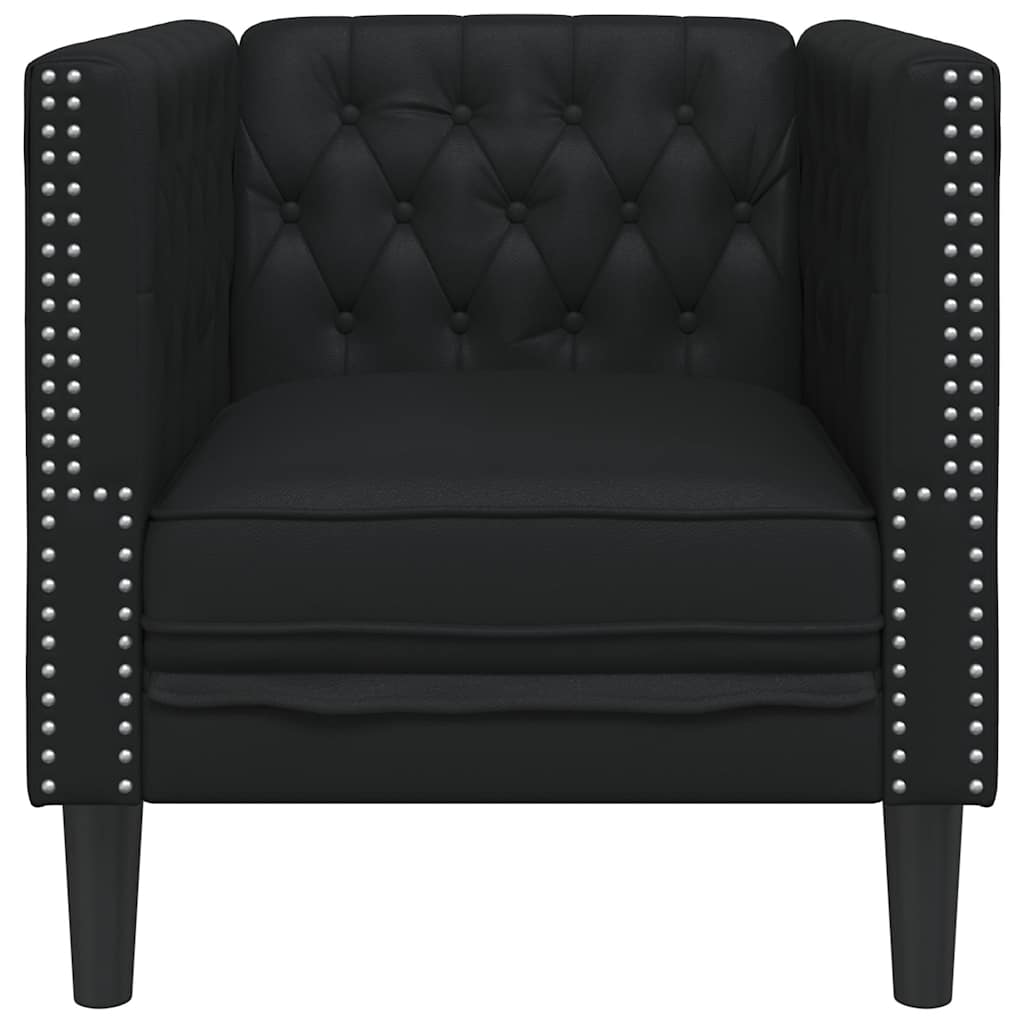 Sofá chesterfield couro artificial preto