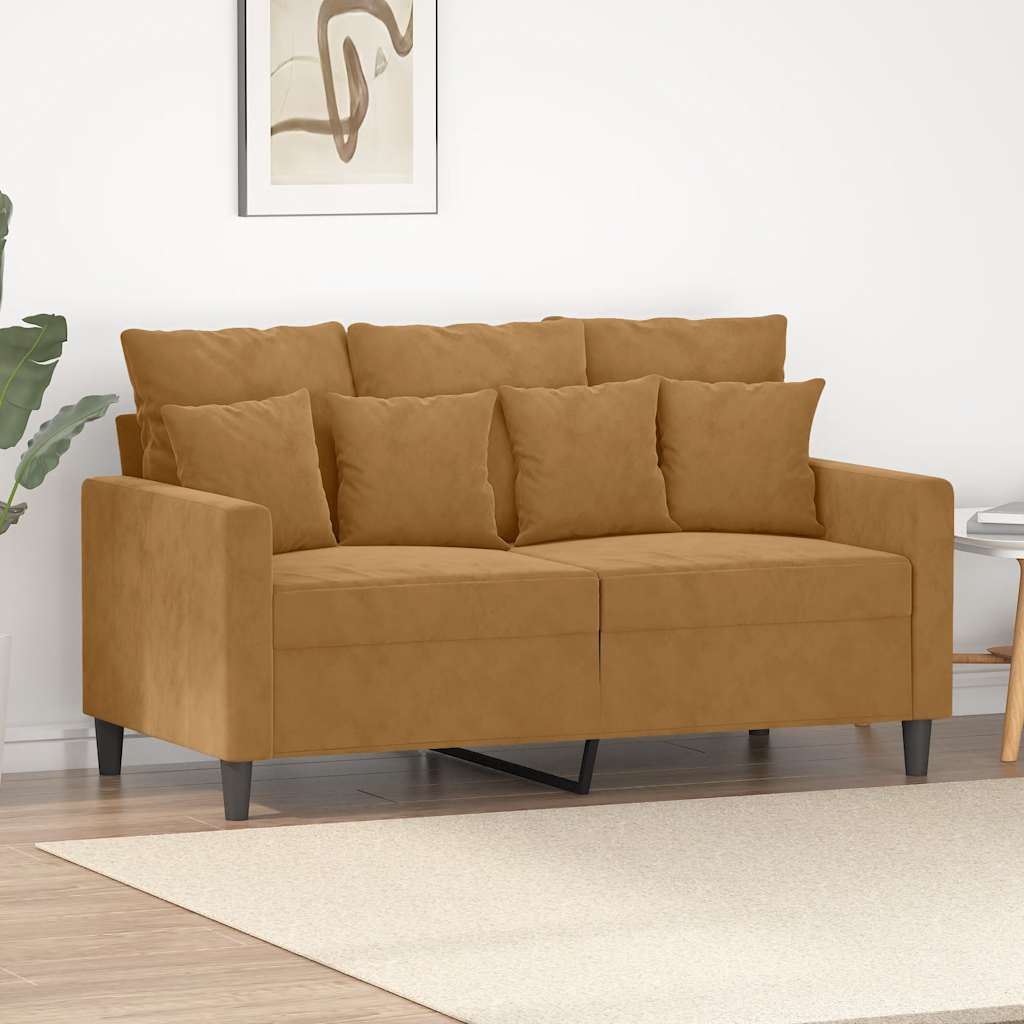 Sofá de 2 lugares veludo 120 cm castanho