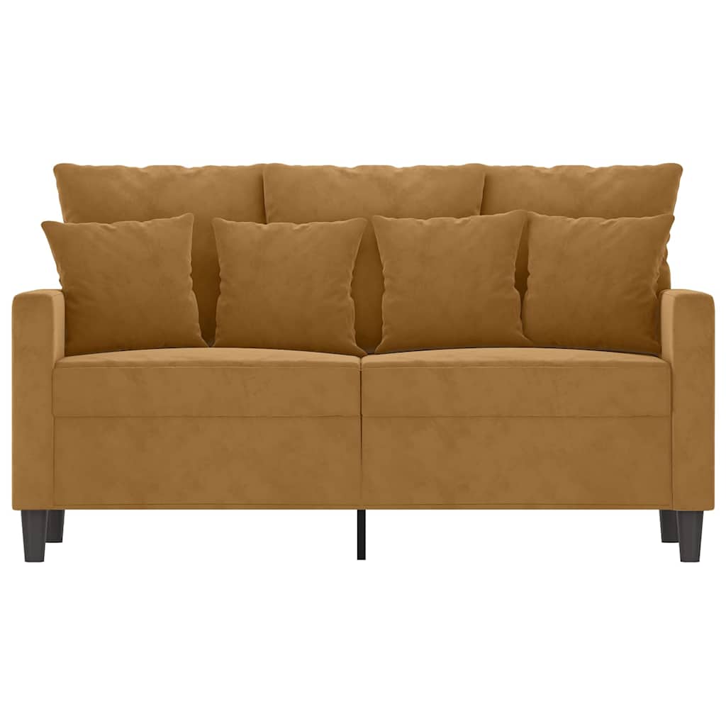 Sofá de 2 lugares veludo 120 cm castanho
