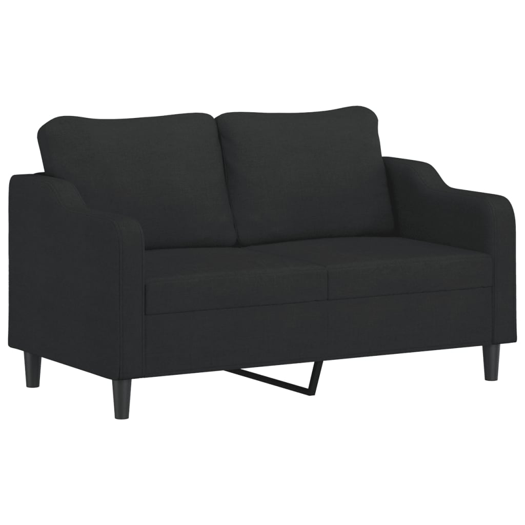 2 Pcs conjunto de sofás com almofadas tecido preto