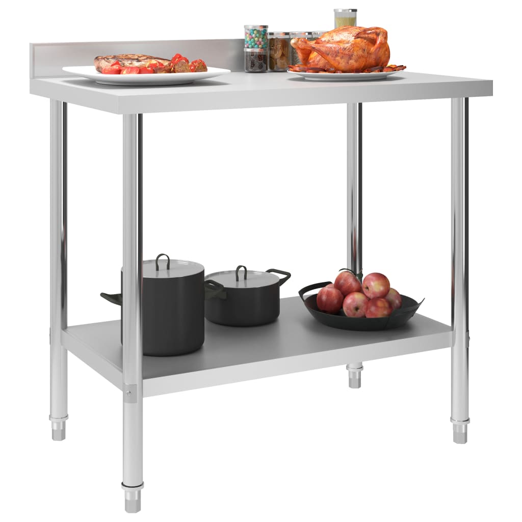 Mesa cozinha rebordo antissalpicos 100x60x93 cm aço inoxidável