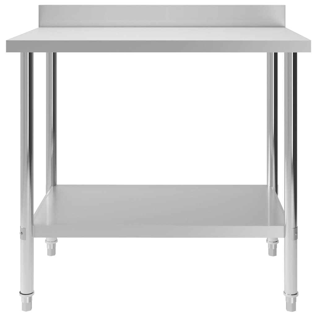 Mesa cozinha rebordo antissalpicos 100x60x93 cm aço inoxidável