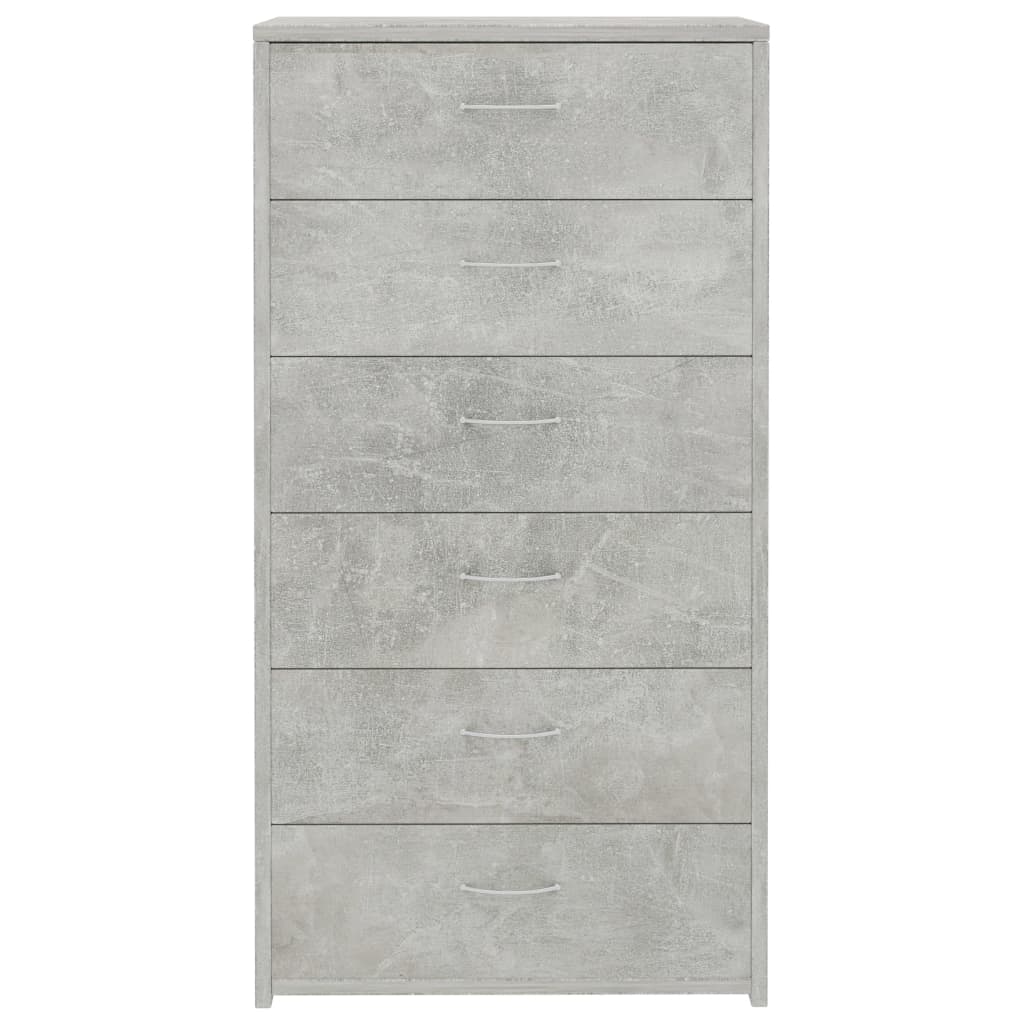 Aparador c/ 6 gavetas 50x34x96cm contraplacado cinzento cimento