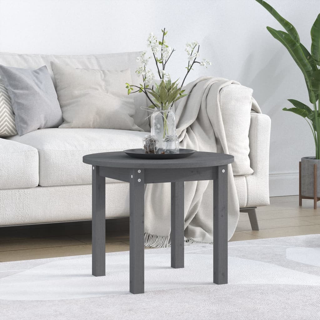 Mesa de centro ø 55x45 cm madeira de pinho maciça cinzento