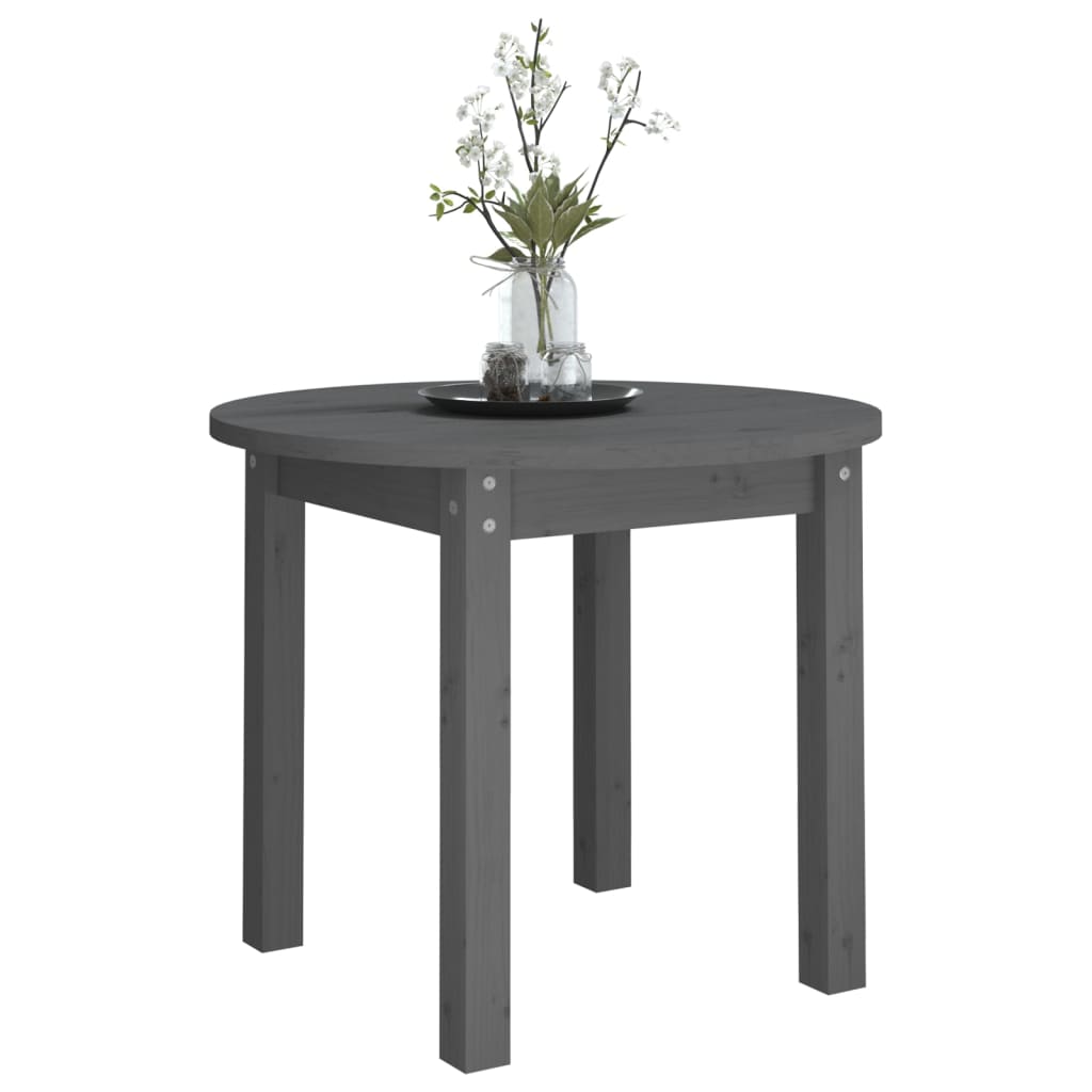 Mesa de centro ø 55x45 cm madeira de pinho maciça cinzento
