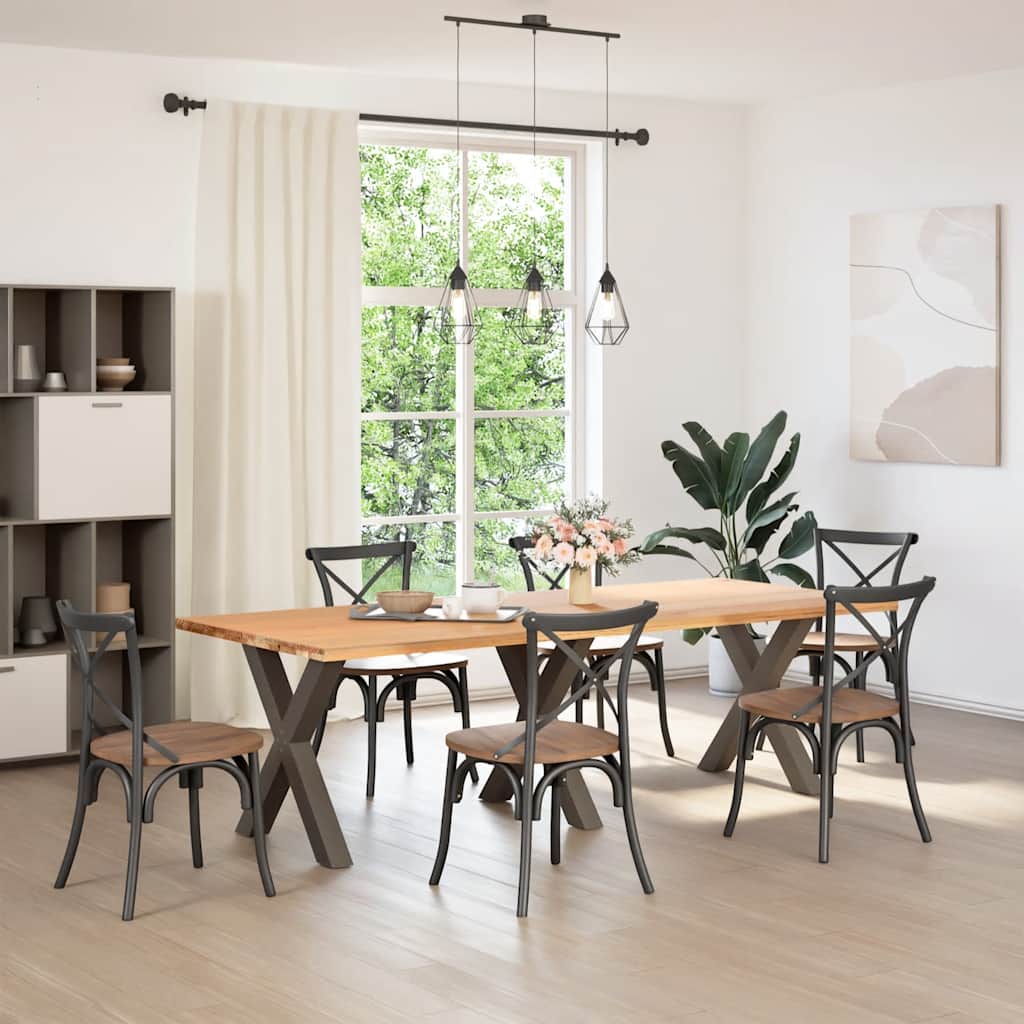 Pés para mesa de jantar em formato de x, 3 peças, aço natural, 80x(72-73) cm, aço