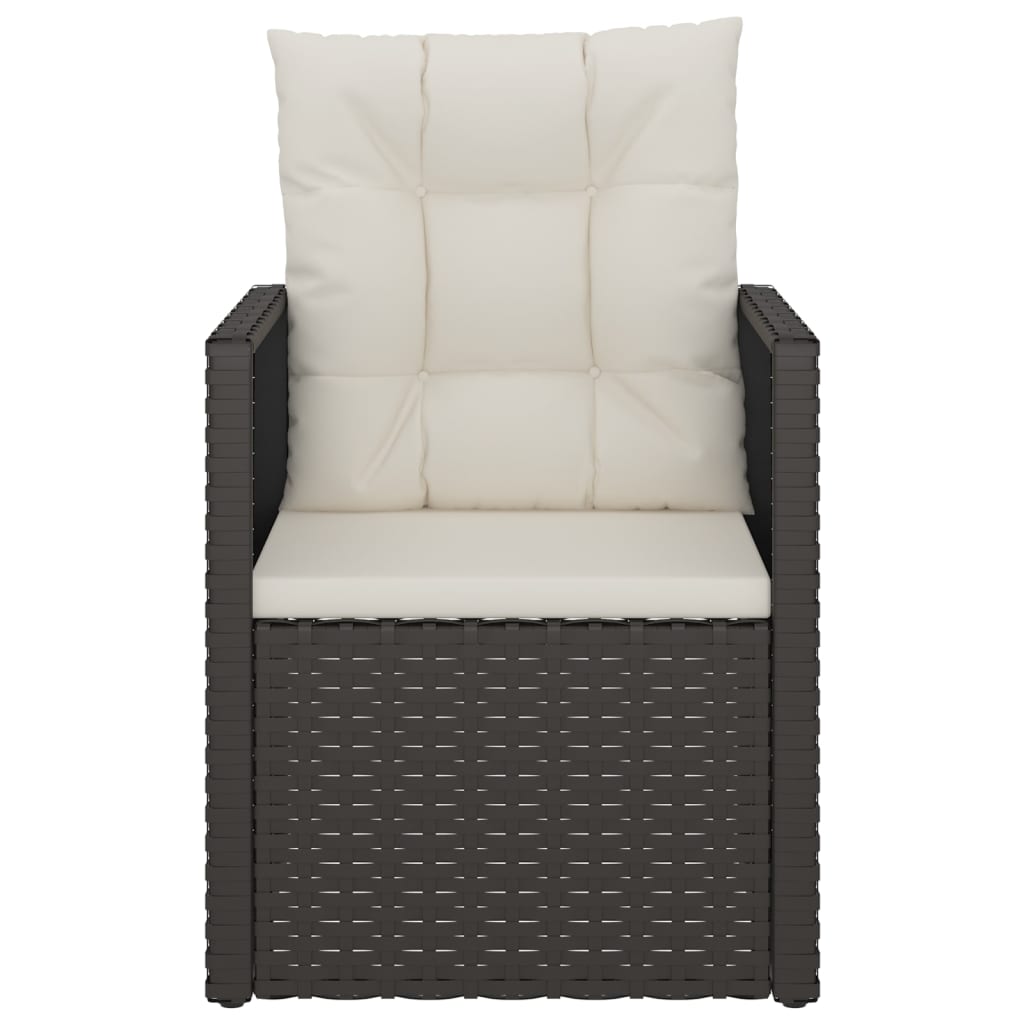 3 Pcs conjunto lounge de exterior c/ almofadões vime PE preto