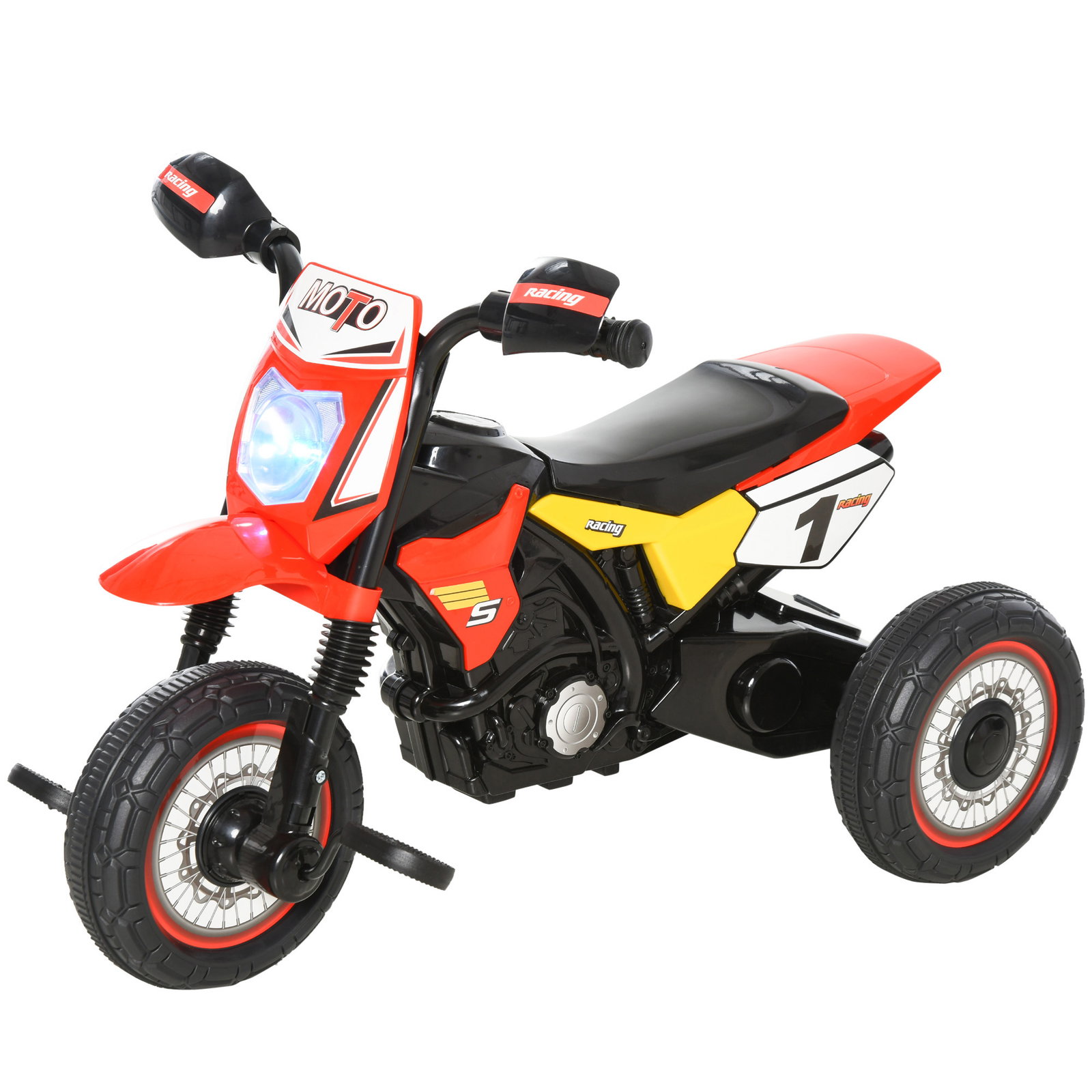 Mota para crianças acima de 18 meses mota a pedais para crianças com 3 rodas luzes e sons realistas 71x40x51 cm vermelho