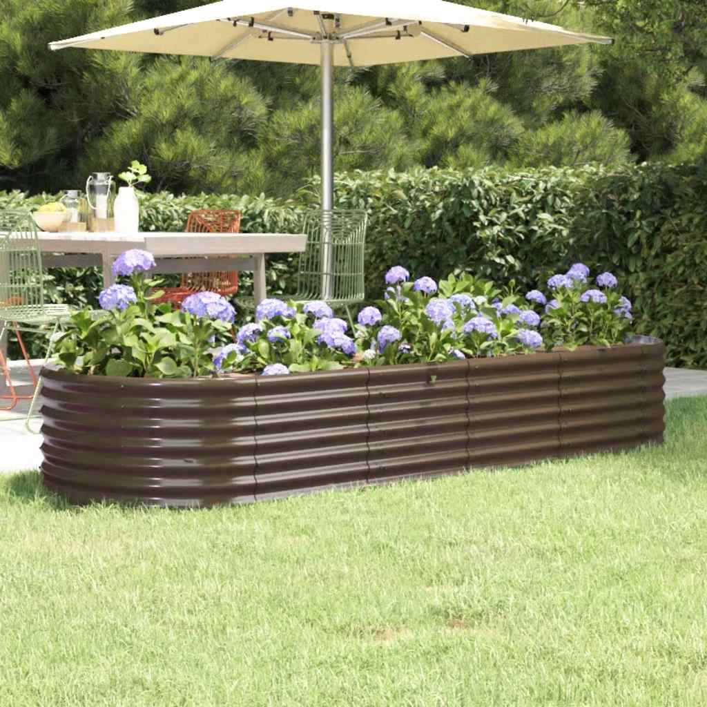 Canteiro elevado jardim 224x80x36cm aço galvanizado castanho