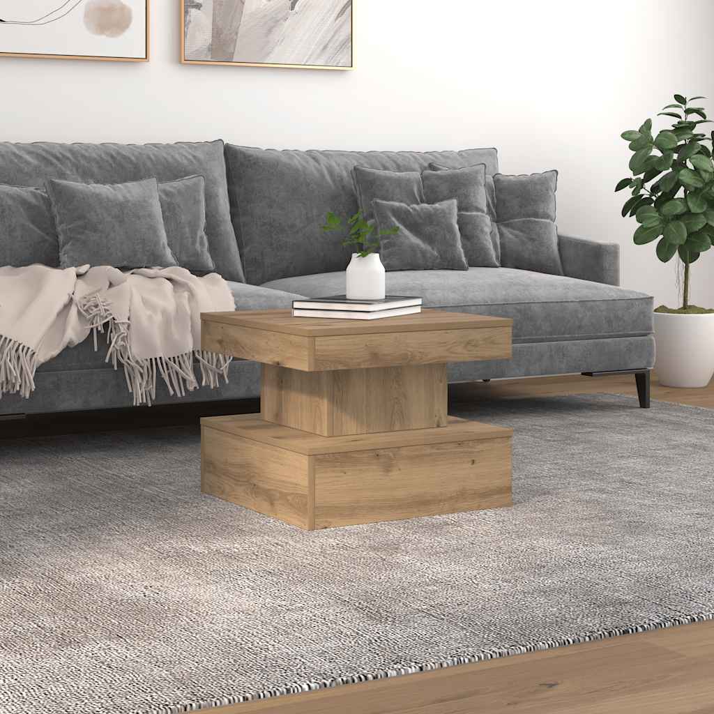 Mesa de centro com luzes LED 50x50x40 cm carvalho artisiano