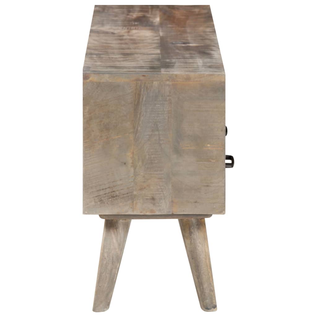 Móvel TV 130x35x51 cm madeira mangueira áspera maciça cinzento