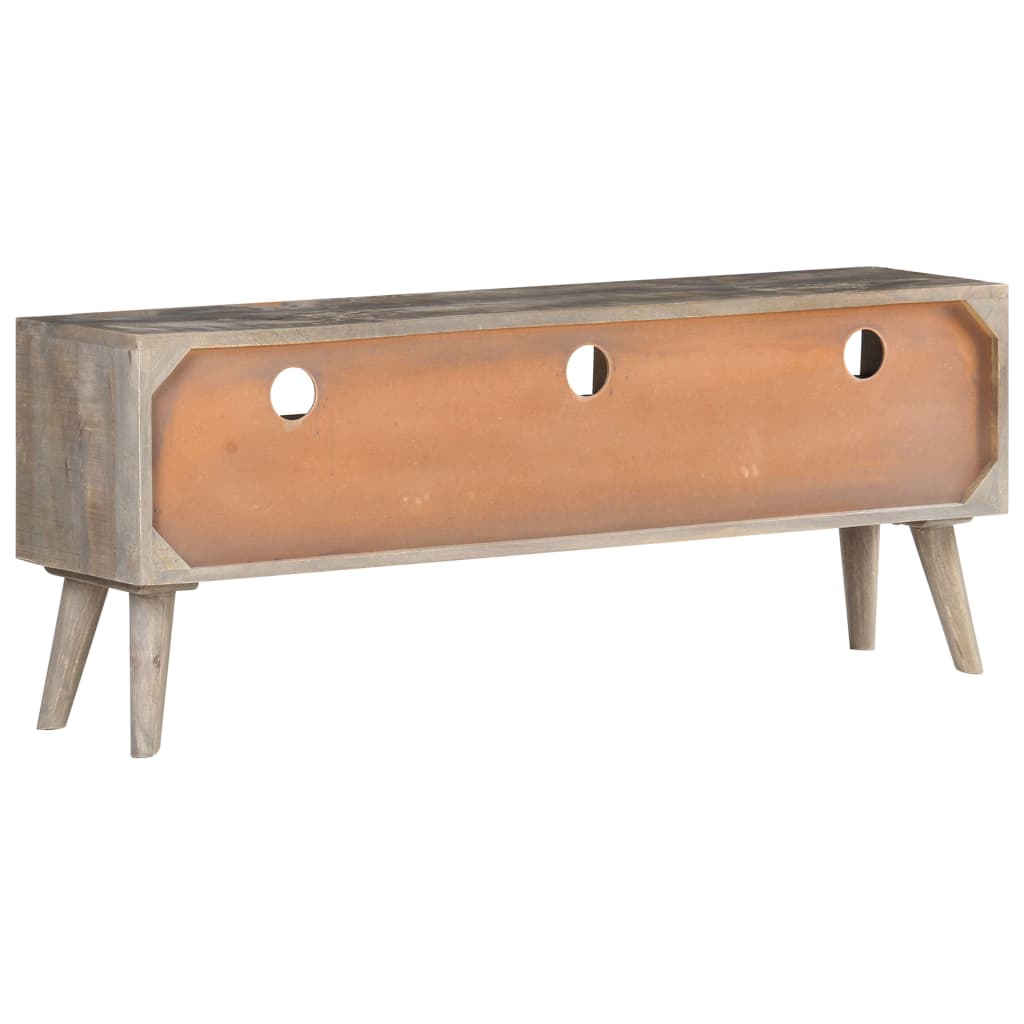 Móvel TV 130x35x51 cm madeira mangueira áspera maciça cinzento