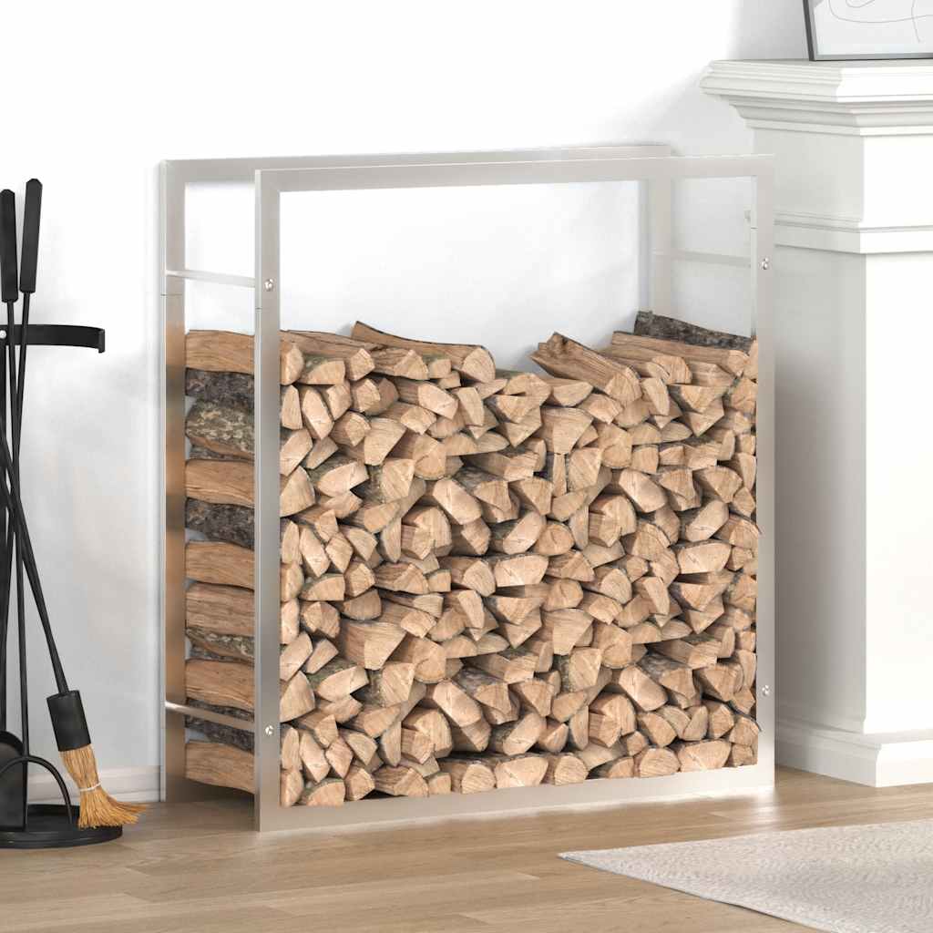 Suporte para lenha 80x28x86 cm aço inoxidável