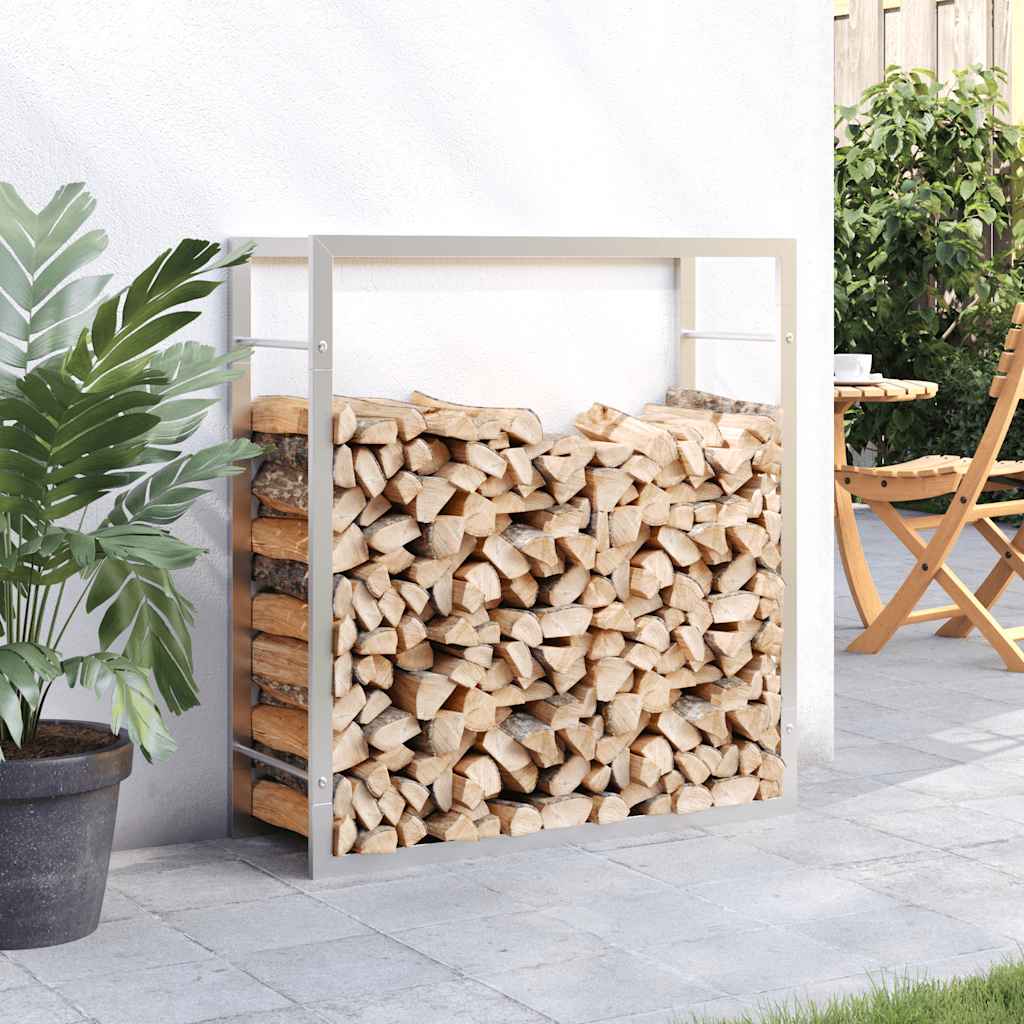 Suporte para lenha 80x28x86 cm aço inoxidável
