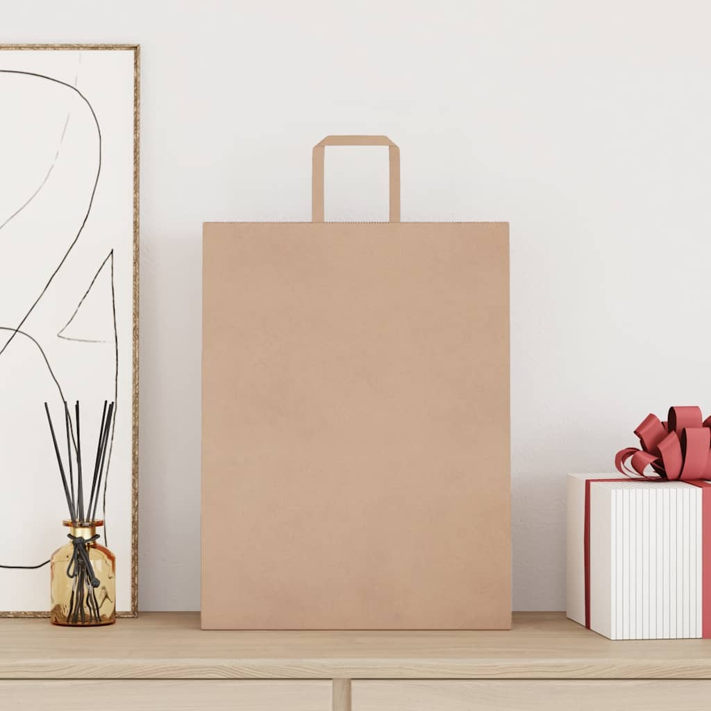 Sacos de papel 250 unid com alças castanho 32x12x42 cm