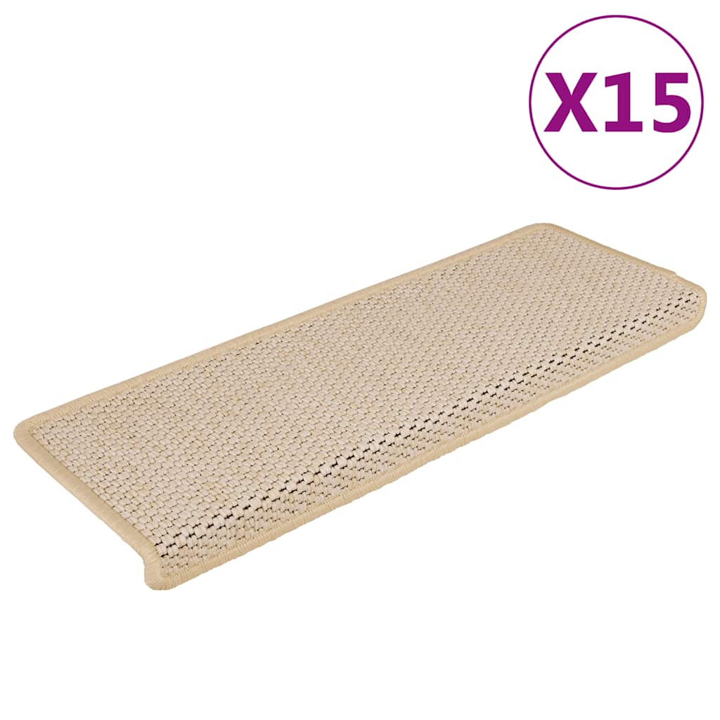 Tapetes escada adesivos aspeto sisal 15 pcs 65x21x4 cm berber