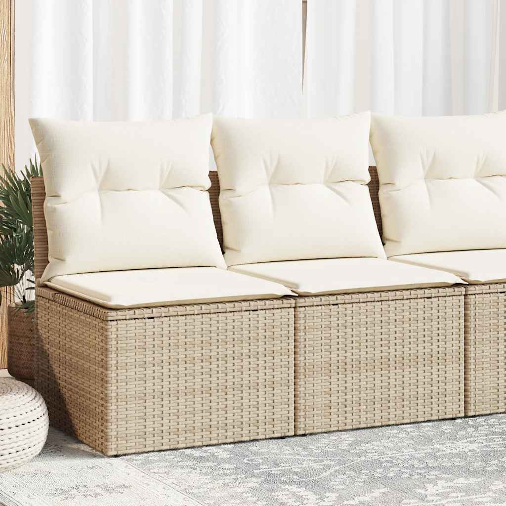 2 Pcs conj. sofás p/ jardim c/ almofadões vime PE/acácia bege