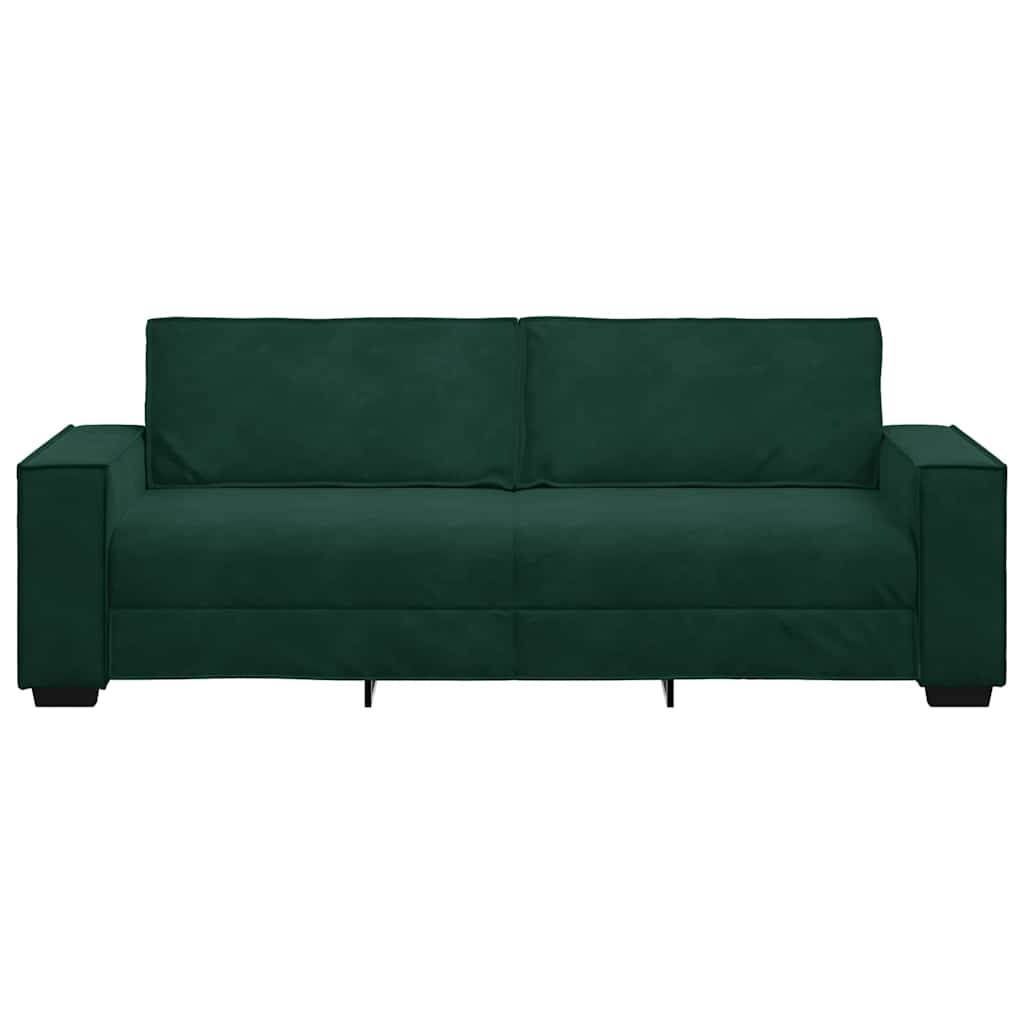Sofá de 3 lugares 220x78x84 cm veludo verde-escuro