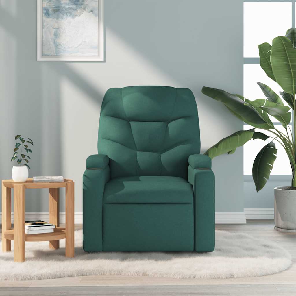 Poltrona de massagens reclinável tecido verde-escuro