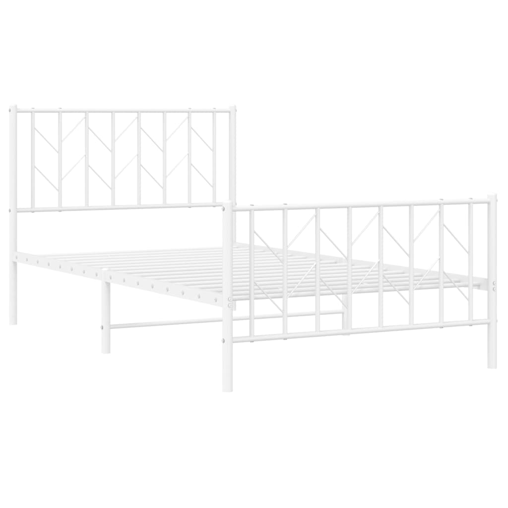 Estrutura de cama com cabeceira e pés 100x200 cm metal branco