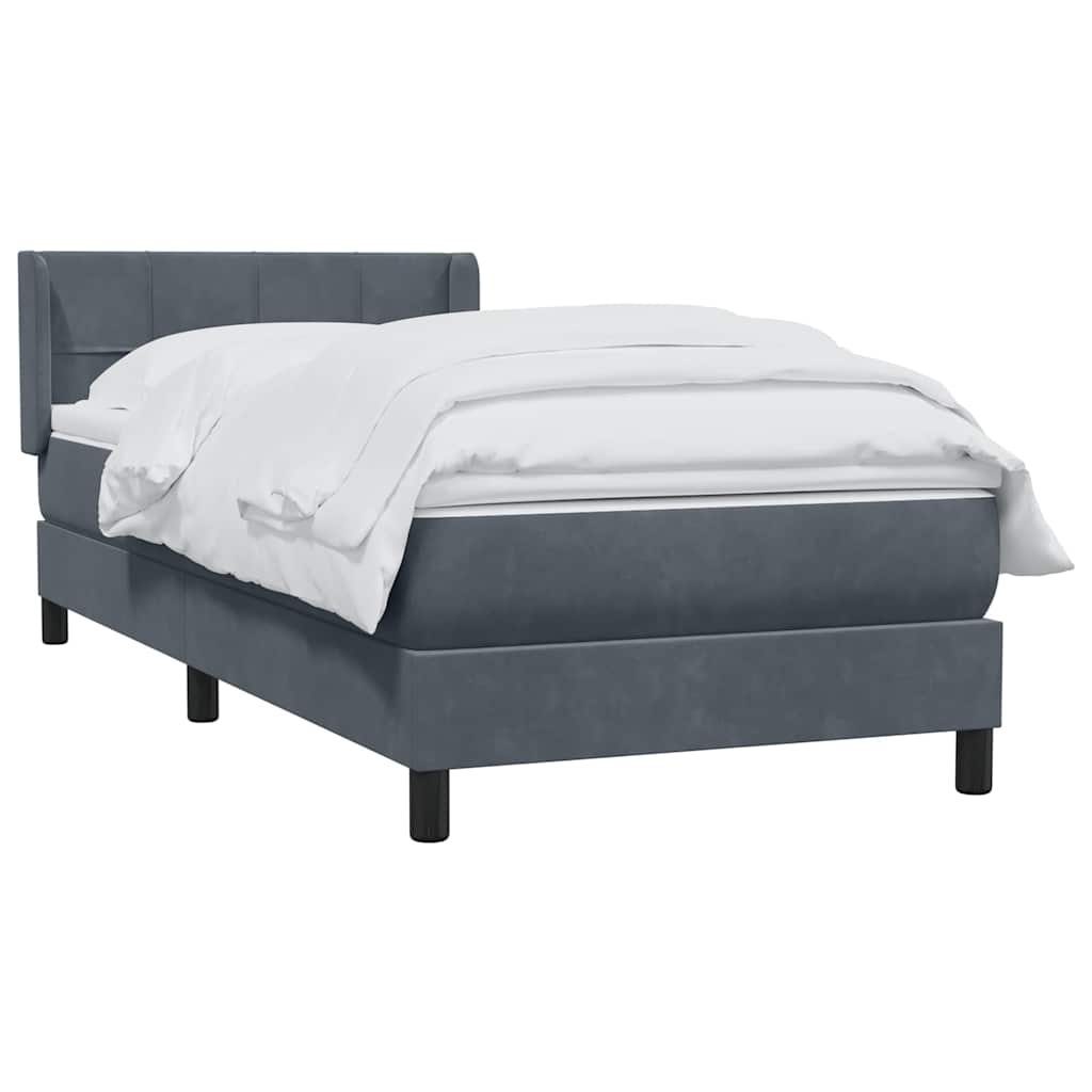 Cama com molas/colchão cinza-escuro 80x220 cm veludo