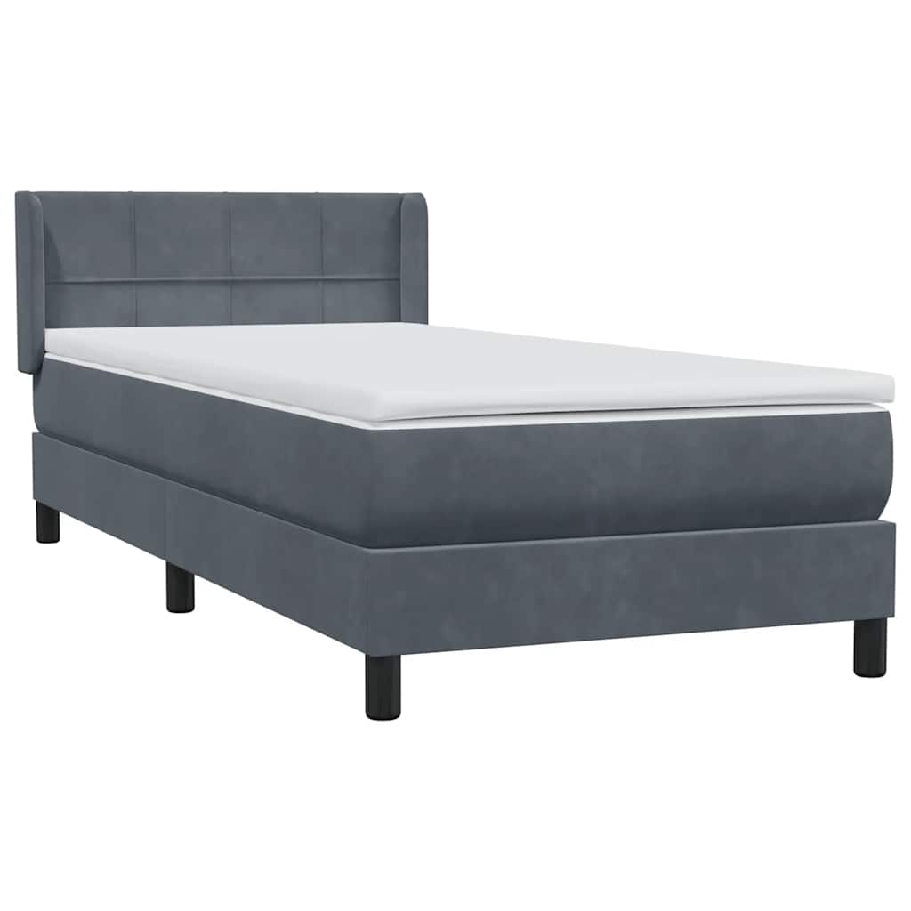 Cama com molas/colchão cinza-escuro 80x220 cm veludo
