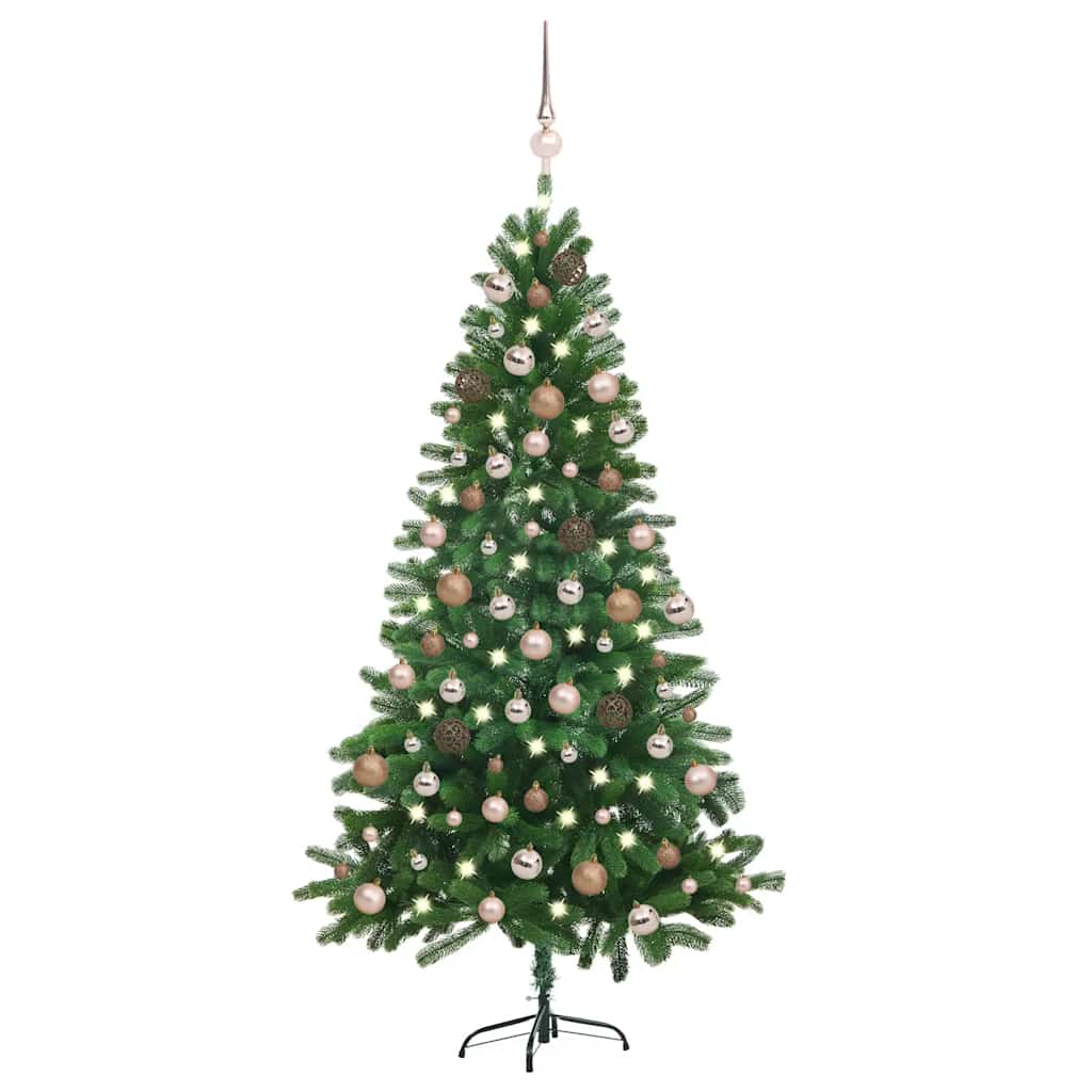 Árvore natal artificial pré-iluminada c/ bolas 150 cm verde
