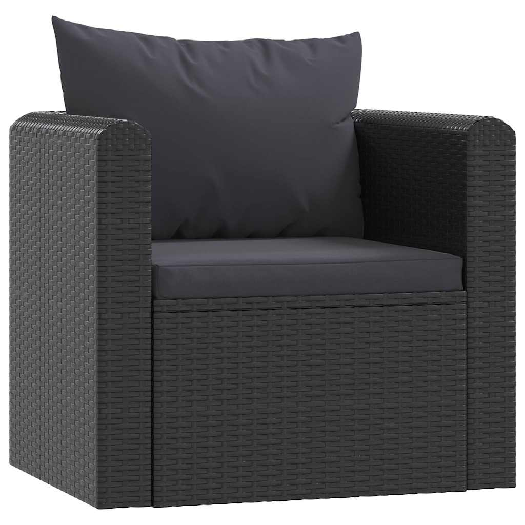 Conjunto lounge de jardim c/ almofadões 7 pcs vime PE preto