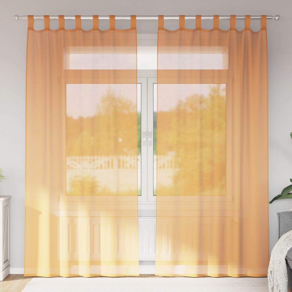 Cortinas de voile com laços 2 pcs laranja 140x245 cm
