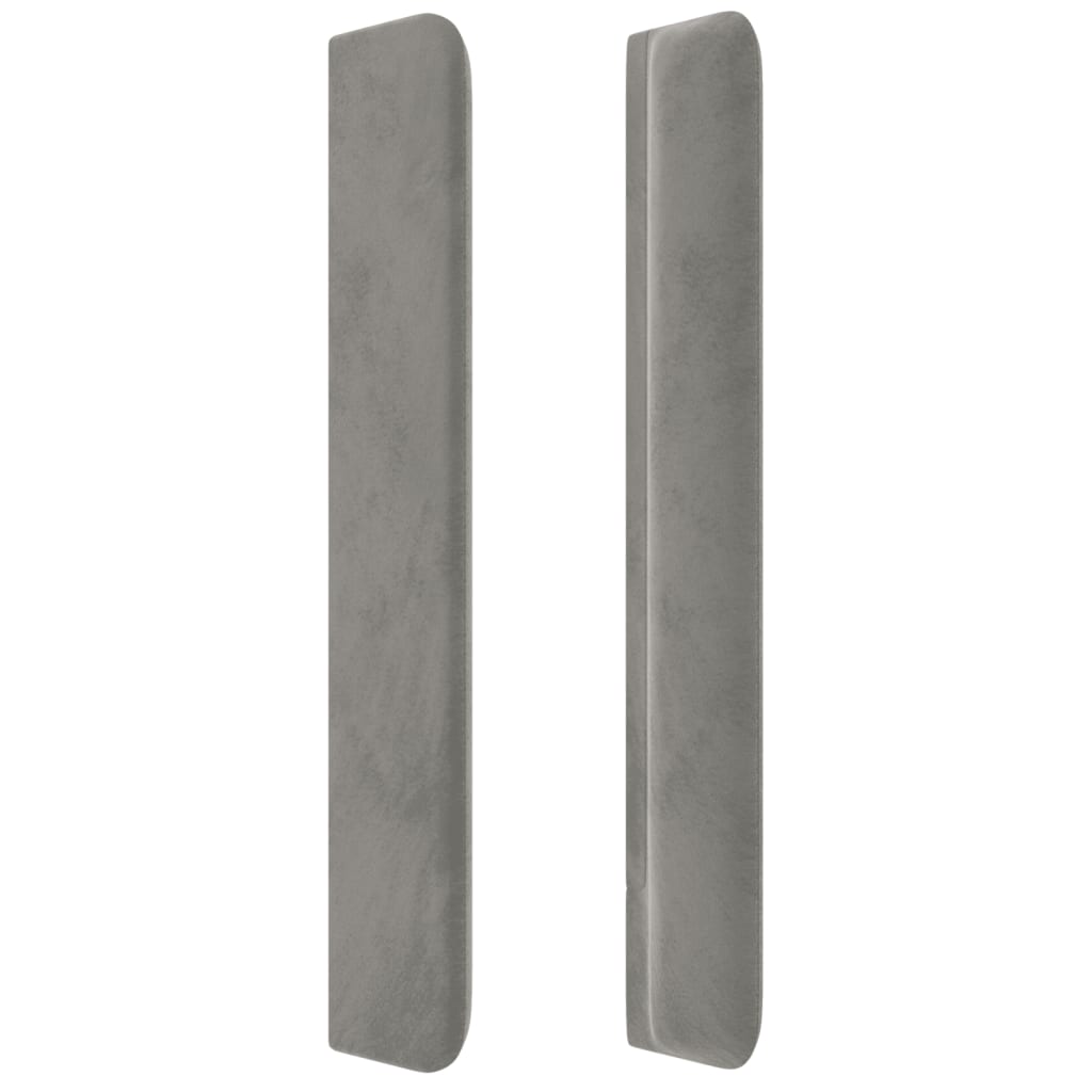Cabeceira cama c/ abas veludo 163x16x118/128 cm cinzento-claro